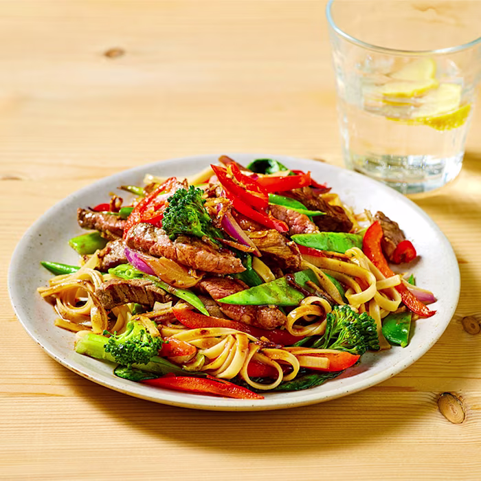 Ginger Steak Stir-fry with Brown Rice Noodles
