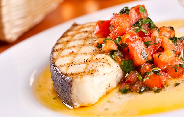 Baked Fish with Tomato, Garlic and Mediterranean Herbs Balsamic Glaze