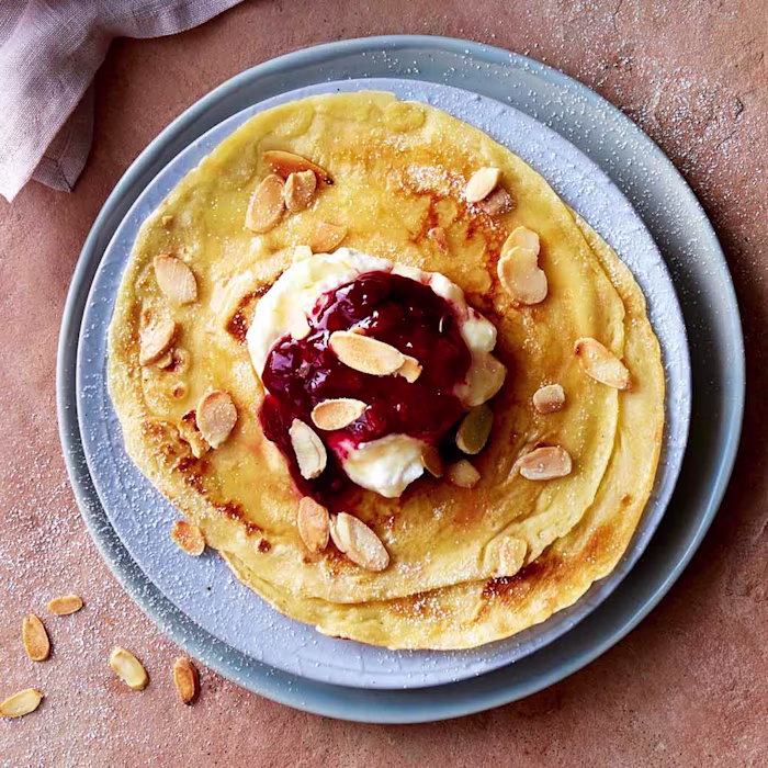 Sour Cherry, Sweet Ricotta and Honey Pancake