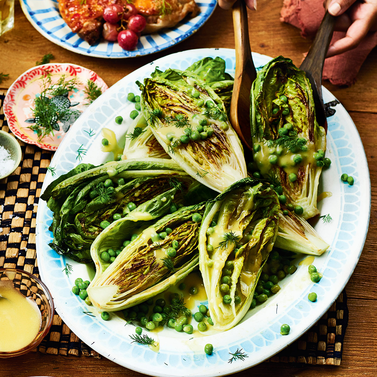 Charred Lettuce with Peas