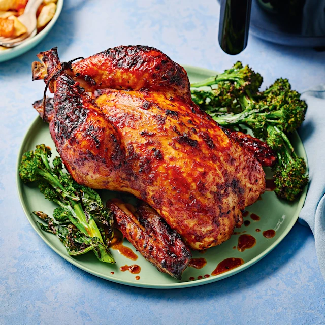 Air Fryer Paprika and Honey Glazed Chicken with Roast Veg