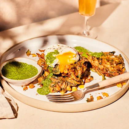 Pakora-style Fritters with Green Chutney