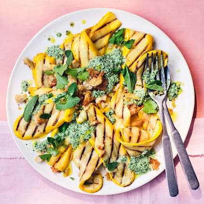 Griddled Courgettes with Jalapeño and Herb Sauce