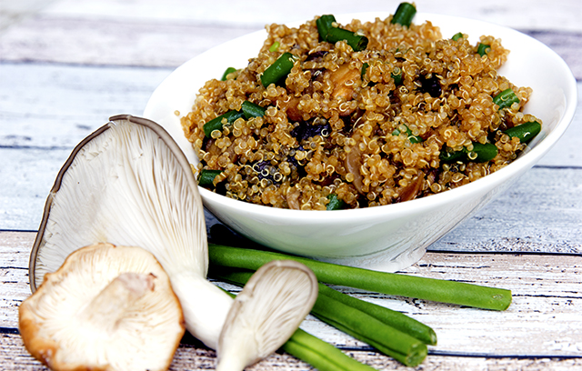 Quinoa with Shiitake & Oyster Mushrooms
