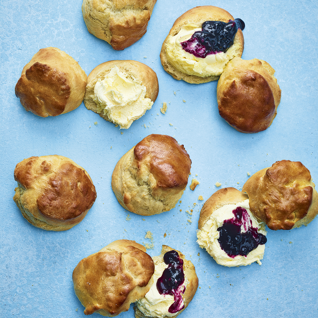 Lemonade Scones with Blueberry Jam and Cream