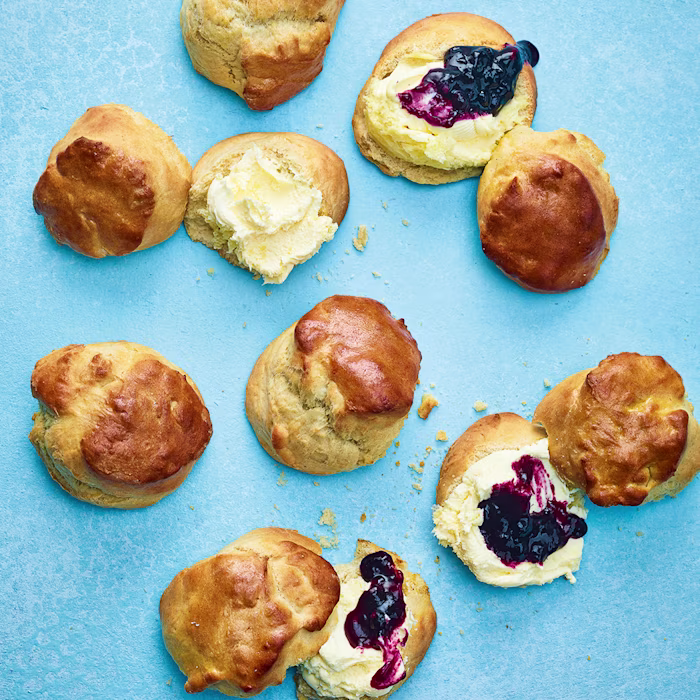 Lemonade Scones with Blueberry Jam and Cream