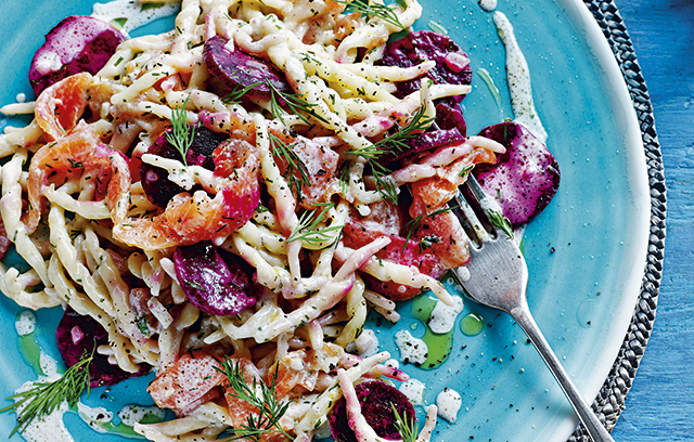 Beetroot, Salmon and Dill Trofie