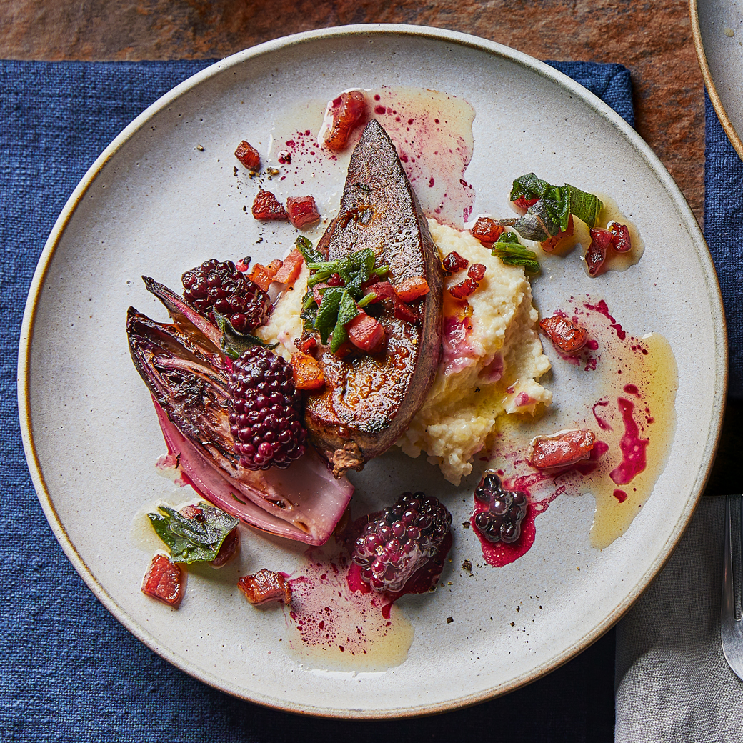 Sage-fried Lamb’s Liver with Chicory and Blackberries