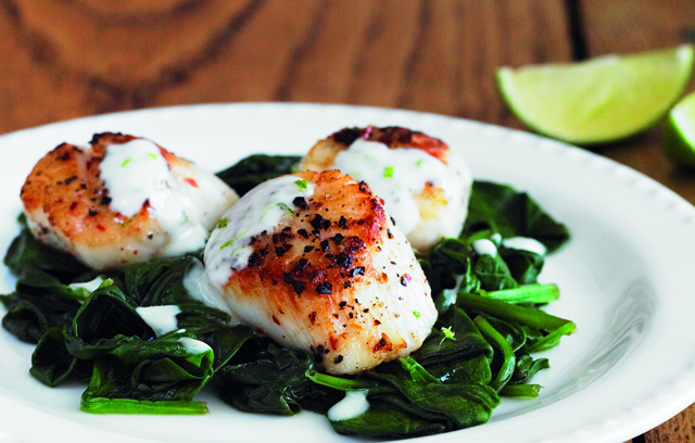 Pan Fried Scallops with Lime and Honey Dressing