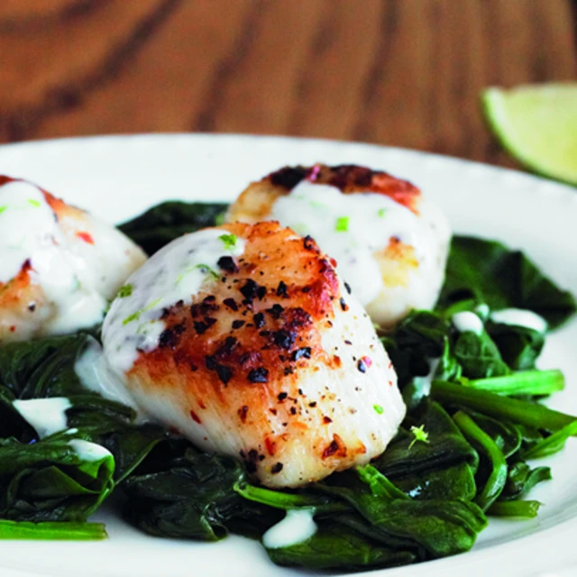 Pan Fried Scallops with Lime and Honey Dressing