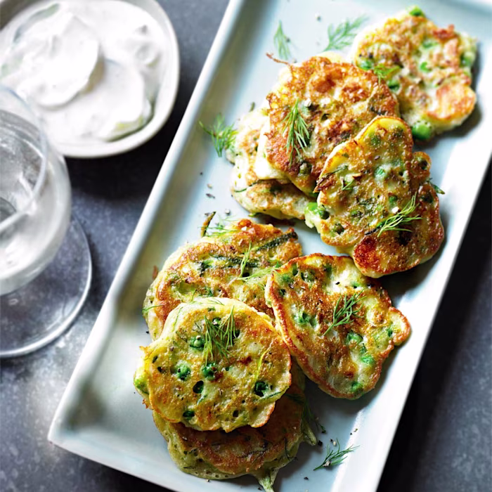 Pea, Courgette and Feta Fritters