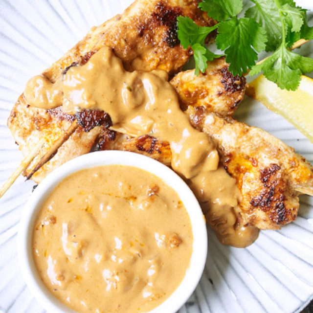 Peanut and ‘Nduja Pesto Chicken Satay