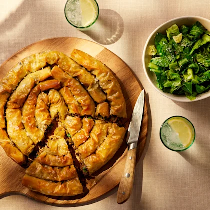 Beef and Greens Spiral Pie