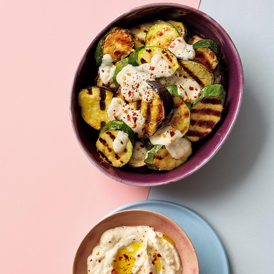 Grilled Veg With Tahini Yogurt Sauce