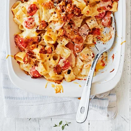 3 Cheese Hot Dog Macaroni with Crispy Crumb Topping