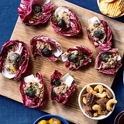 Chicken Parfait Radicchio Boats with Amarena Cherries