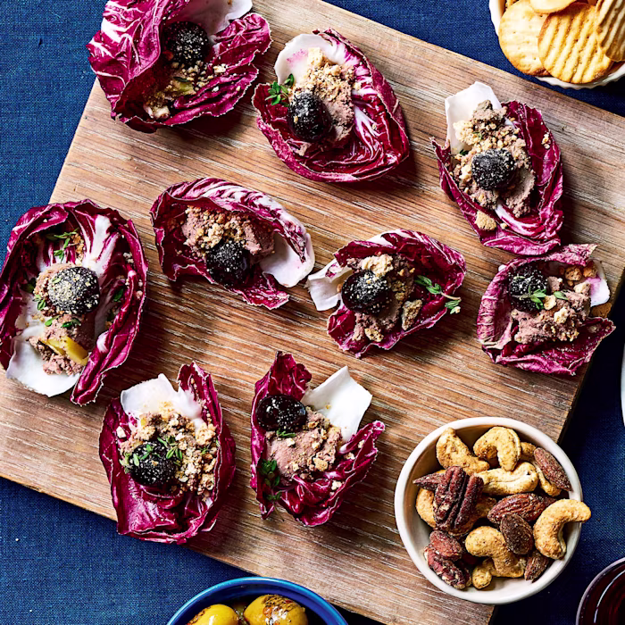 Chicken Parfait Radicchio Boats with Amarena Cherries