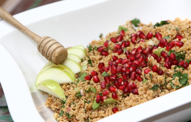 Pomegranate Kasha Salad with Honey Dressing