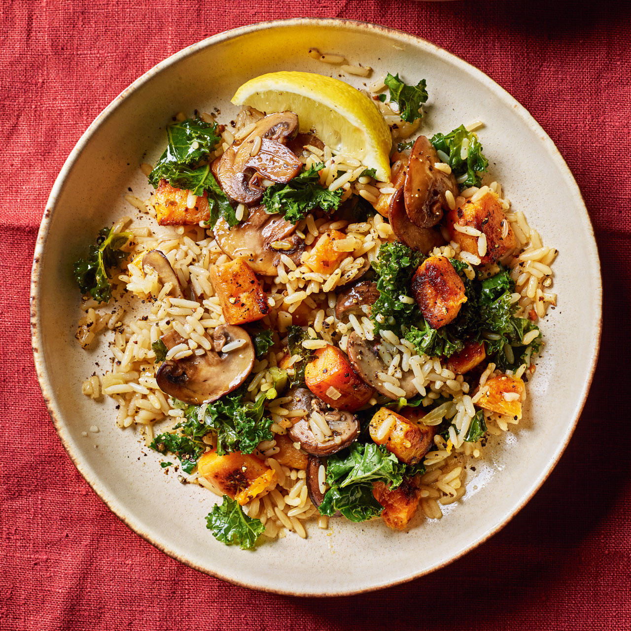 Mushroom, Butternut and Kale Pilaf