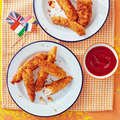 Lemon Pepper Chicken Strips with Spicy Ketchup