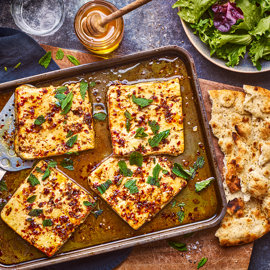 Tom Kerridge's Honey and Za’atar-baked Feta with Flatbreads