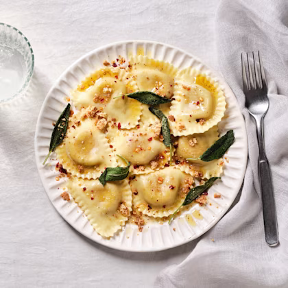 Squash Ravioli with Crispy Sage and Amaretti