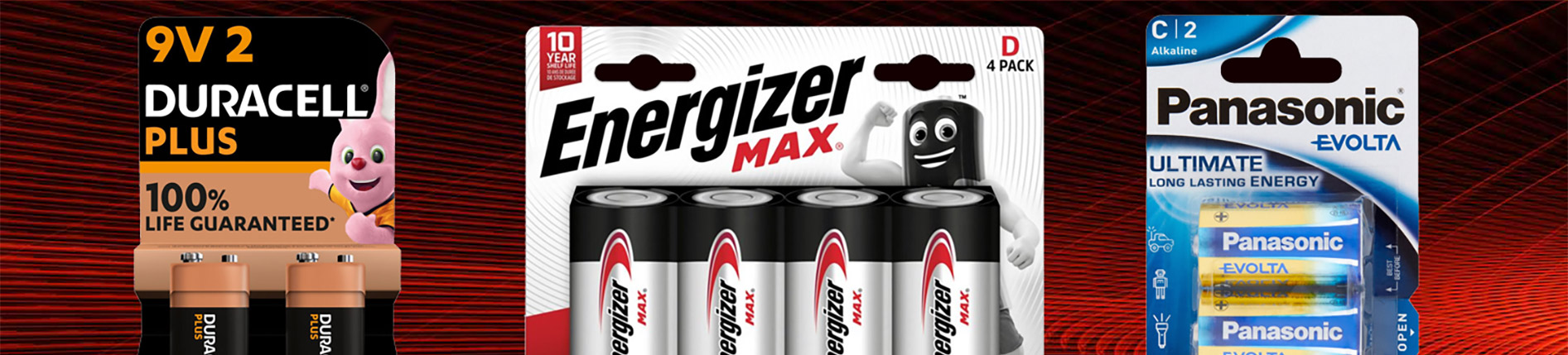 C, D & 9V Batteries