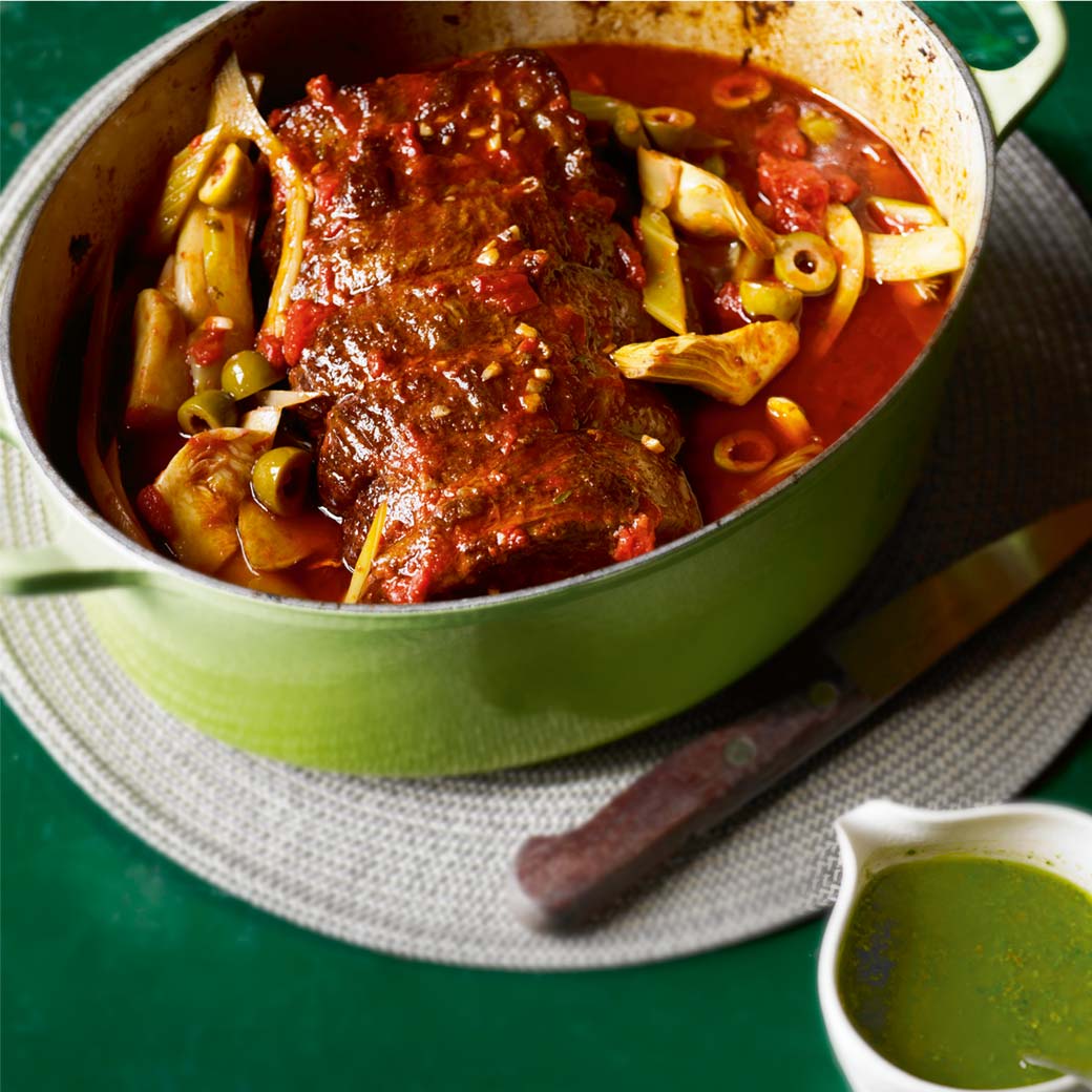Pot-Roasted Brisket with Salsa Verde