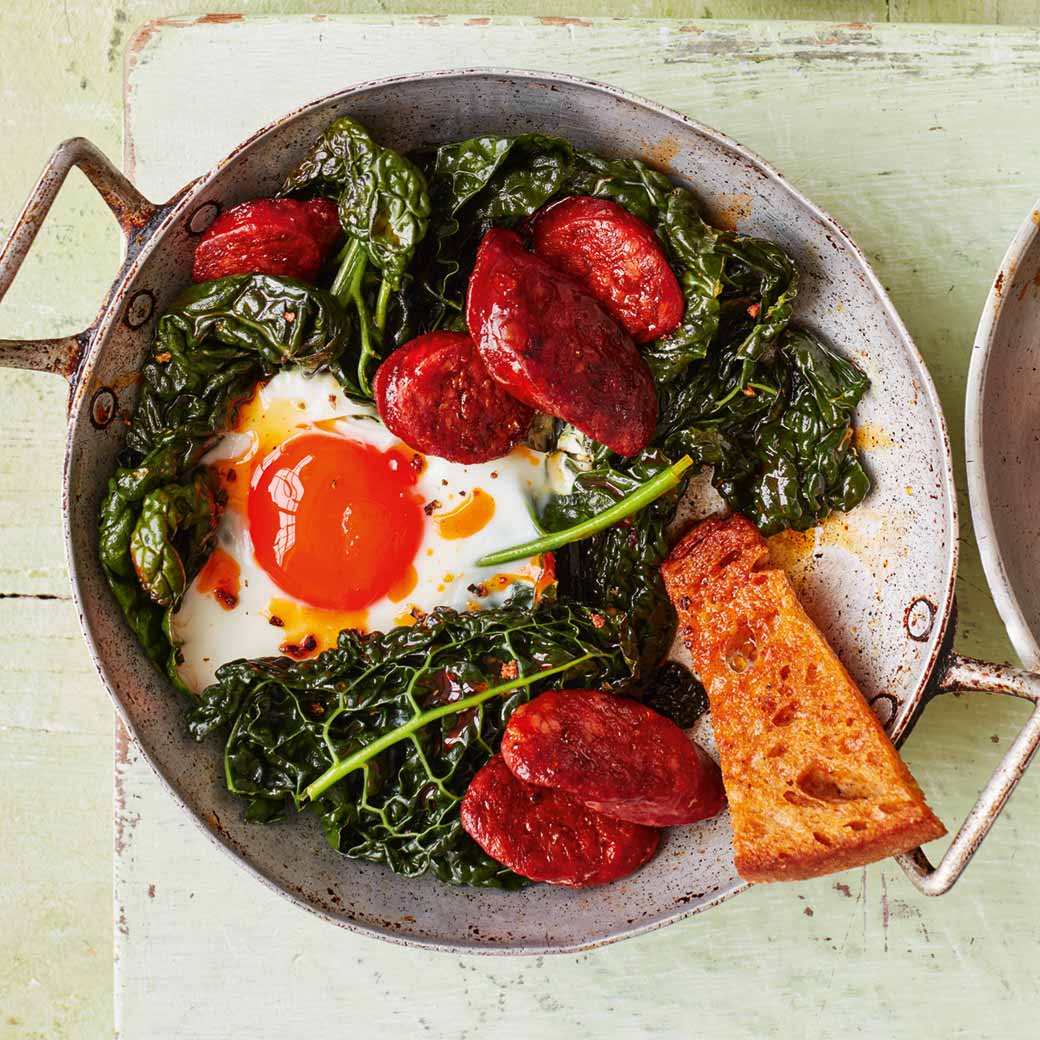 Cavolo Nero and Chorizo Eggs