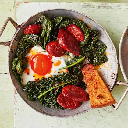 Cavolo Nero and Chorizo Eggs