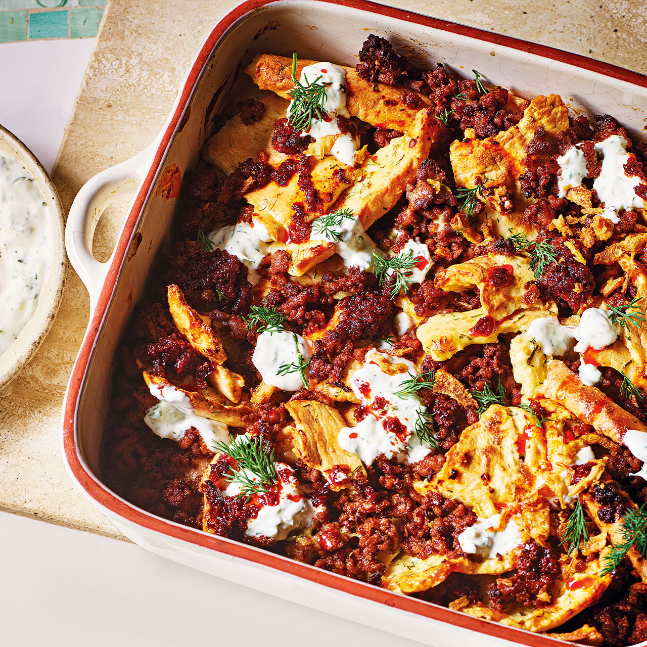 Harissa Lamb and Pitta Bake