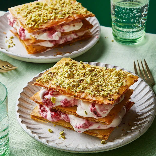 Rose and Pistachio Filo Dessert