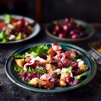 Cherry & Parma Ham Salad with Toasted Sourdough croutons