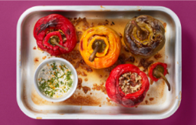 Peppers Stuffed With Spiced Rice and Lamb