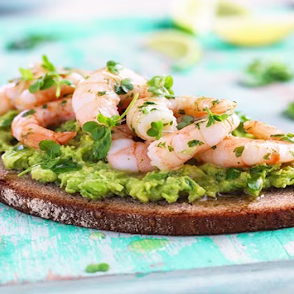 Baker Street Rye & Wheat Bread with Avocado Prawns