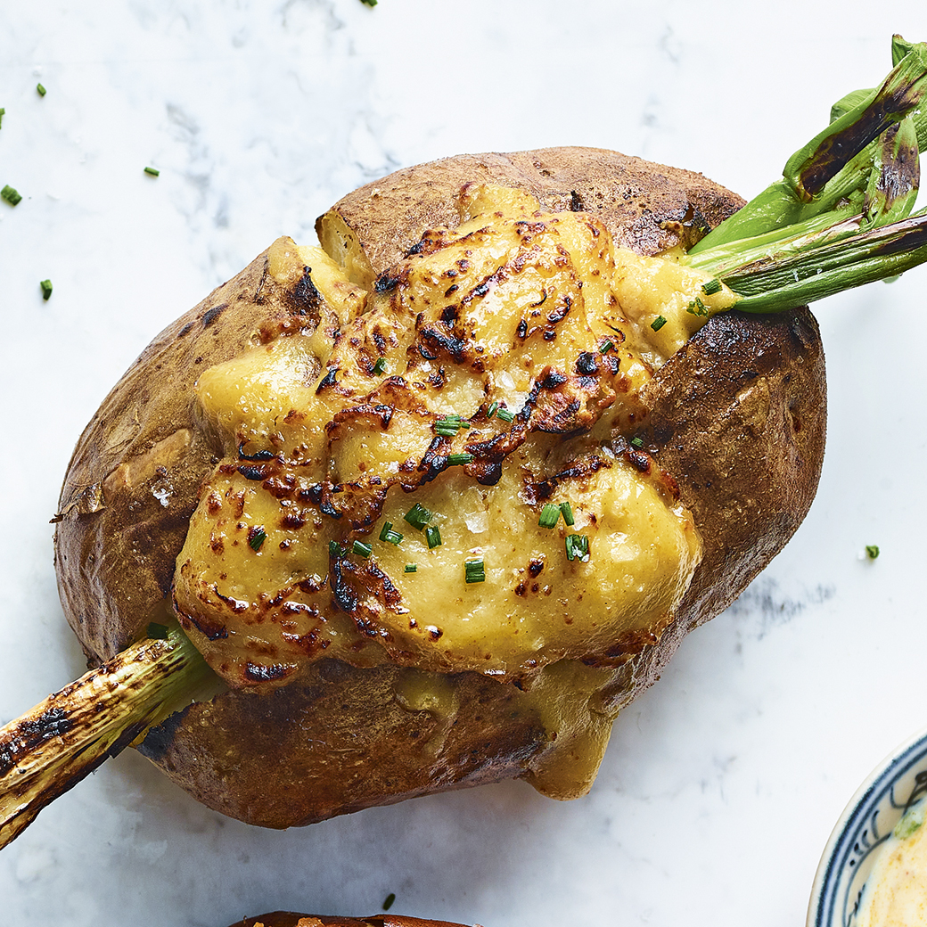 Roast Spring Onion Rarebit Jacket Potato