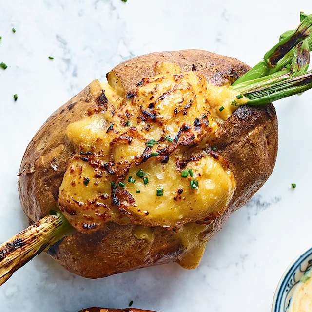 Roast Spring Onion Rarebit Jacket Potato