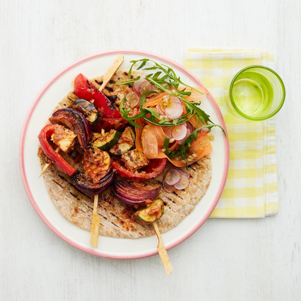 Halloumi and Barbecued Vegetable Flatbreads