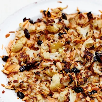 Cauliflower Korma with Blackened Raisins