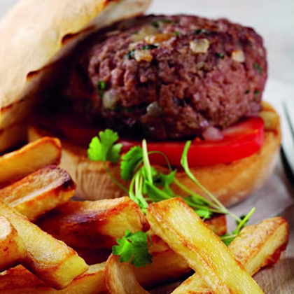 Oven Roasted Garlic Chips with Gourmet Burger