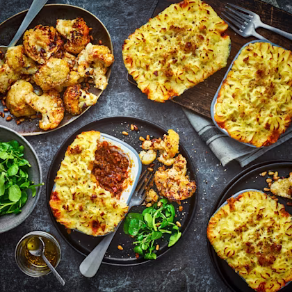 Cottage Pie with Cheesy Spiced Cauliflower and Watercress