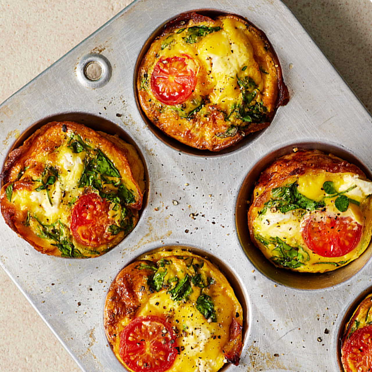 Pancetta, cherry tomato and ricotta frittatas