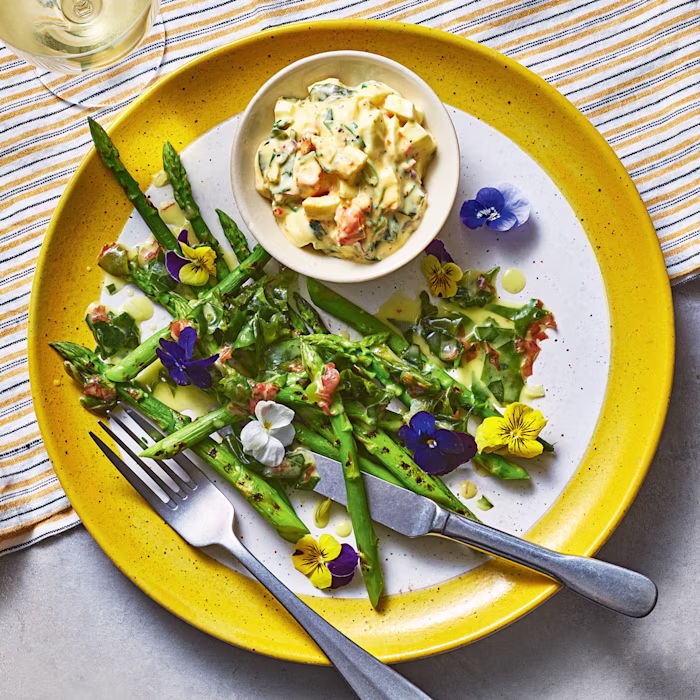Asparagus with Seaweed Butter and Chopped Egg Salad