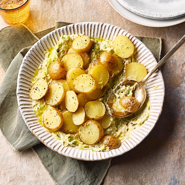 Creamed Leeks with Confit Baby Potatoes