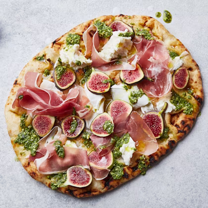 Fig, Prosciutto and Pesto Pizza