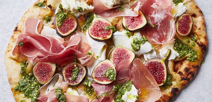 Fig, Prosciutto and Pesto Pizza