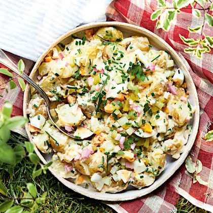 Potato Salad with Pickled Shallots and Creamy Dijon Dressing