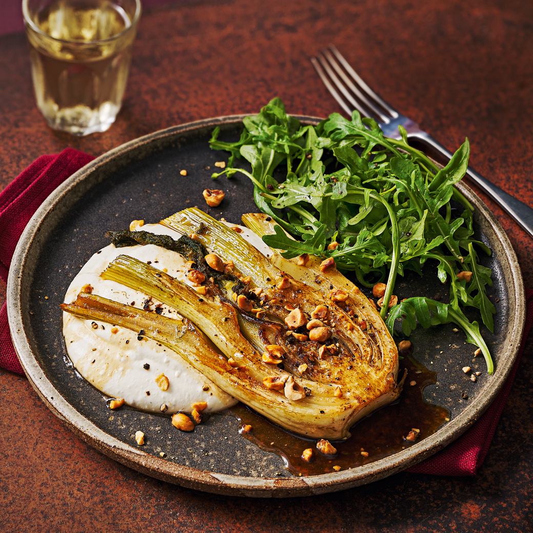 Coffee-Braised Fennel Steaks with Creamed Feta
