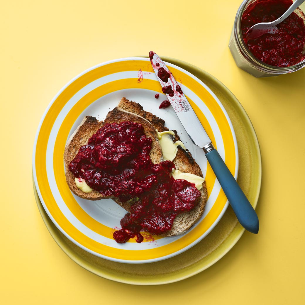 Overnight chia jam on seeded toast