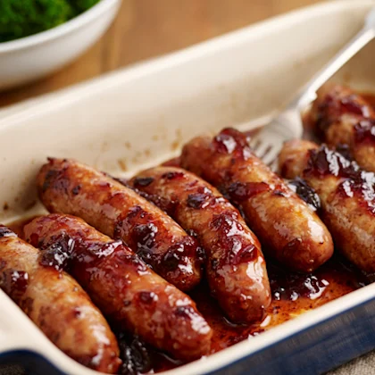 Sticky Onion Marmalade Sausages